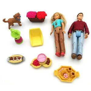 Fisher Price Loving Family Dollhouse Figures Accessories Lot Dog Flowers Food